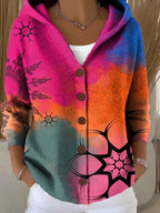 P|H - Artistic Print Hooded Cardigan Catherine