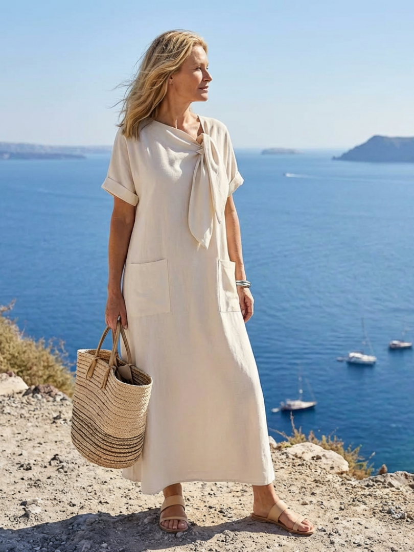P|H - Round Neck Short Sleeve Maxi Dress Rosalie