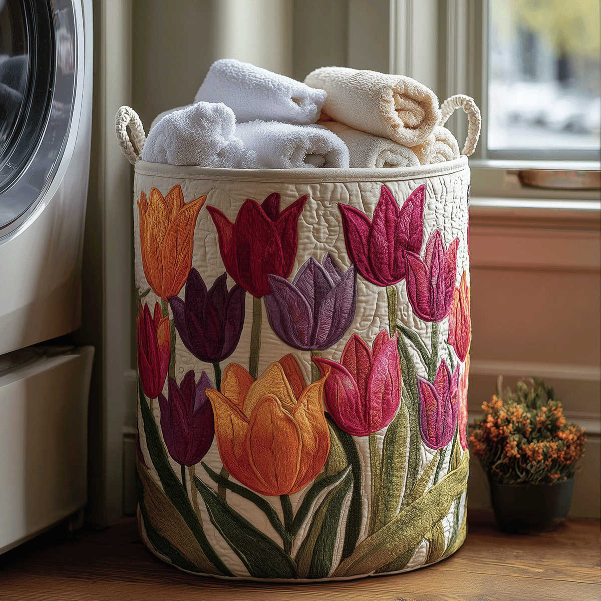 P|H - Tulip Garden Quilted Laundry Basket Helen