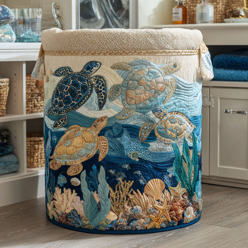 P|H - Sea Turtle Quilted Laundry Basket Eleanor