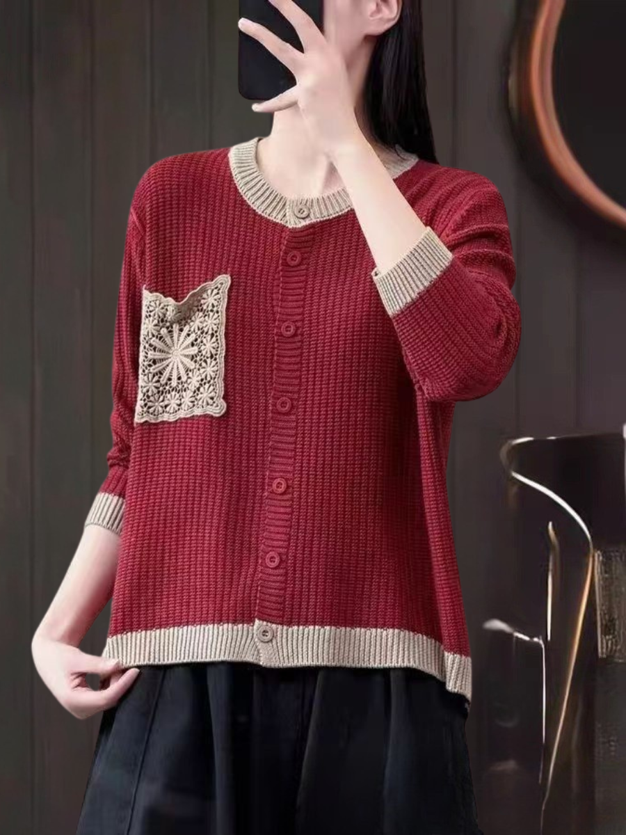 P|H - Lace Pocket Waffle Cardigan Evelyn