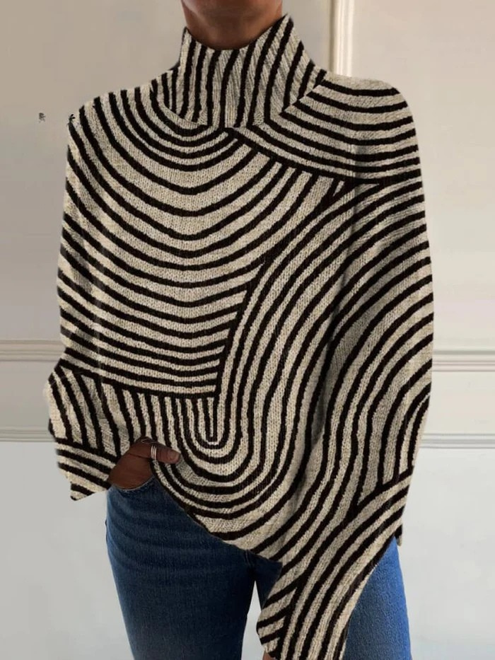 P|H - Op Art Stripe Knit Turtleneck Nancy
