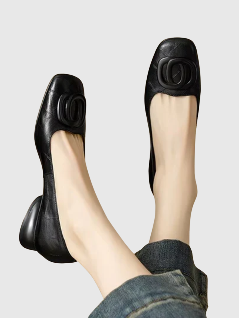 P|H - Square-Toe Leather Comfort Flats Brenda