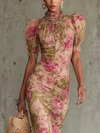 P|H - Vintage Floral Fishtail Maxi Dress Margaret