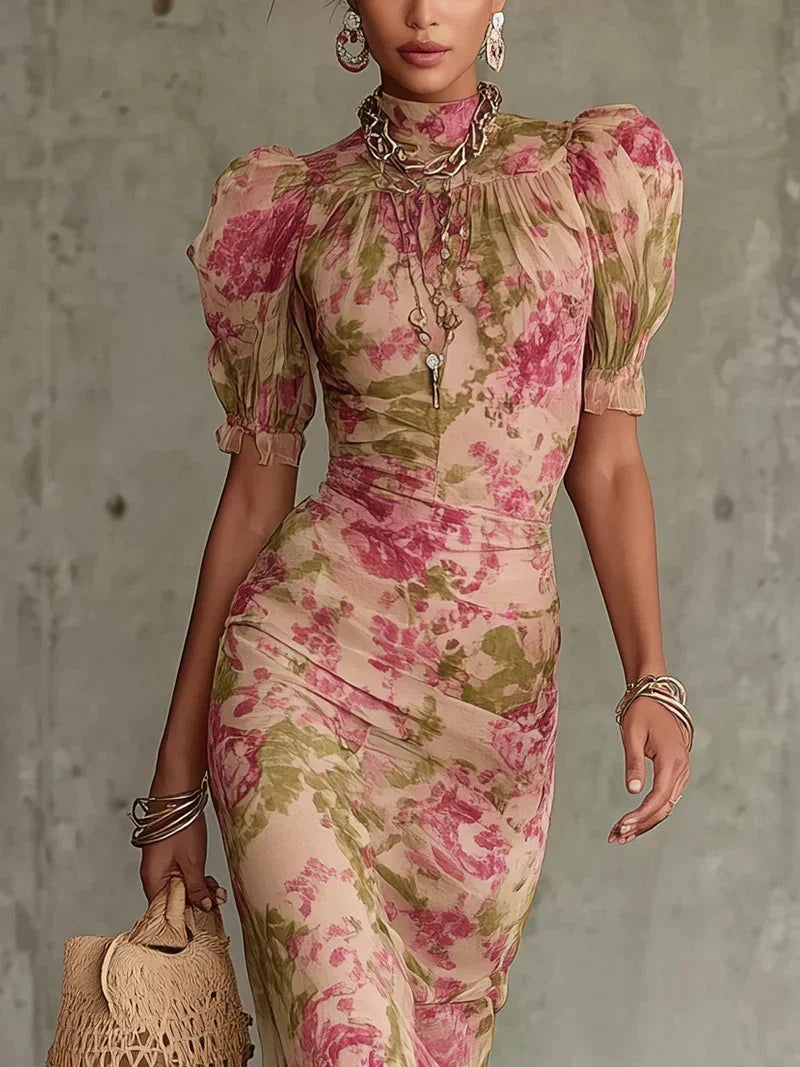 P|H - Vintage Floral Fishtail Maxi Dress Margaret