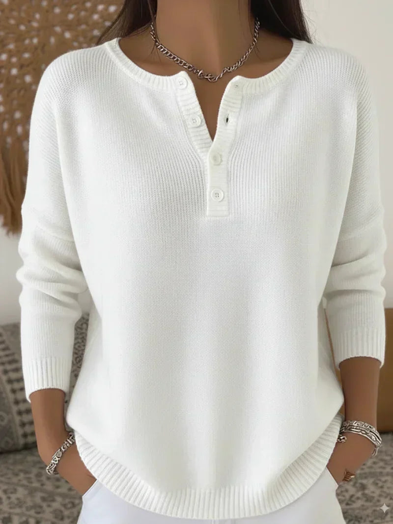 P|H - Ribbed Henley Button Knit Top Gloria