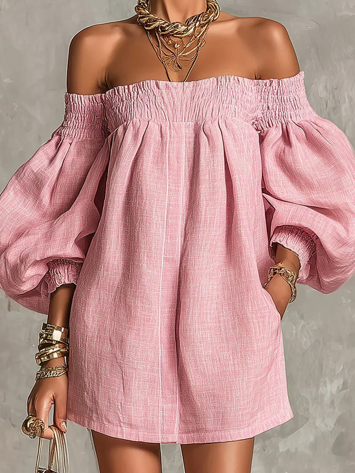 P|H - Off Shoulder Puff Sleeve Dress Brenda
