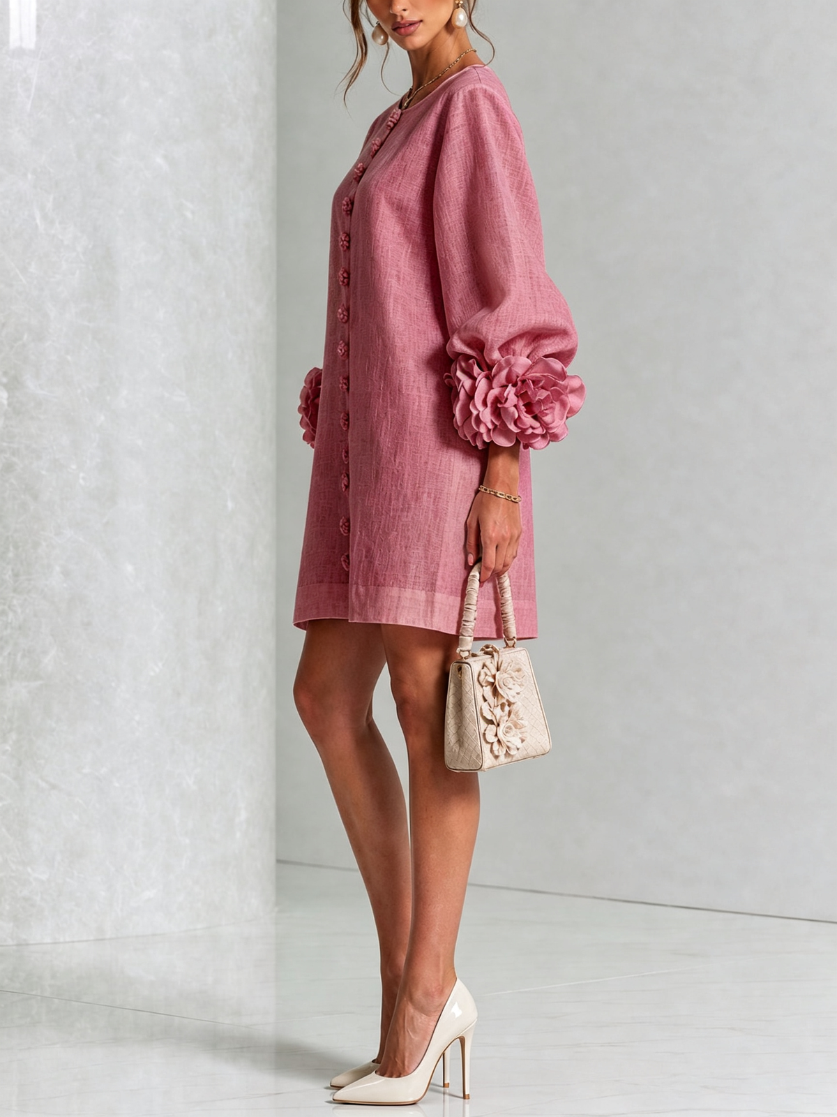 P|H - Rosette Cuff Shift Dress Cynthia