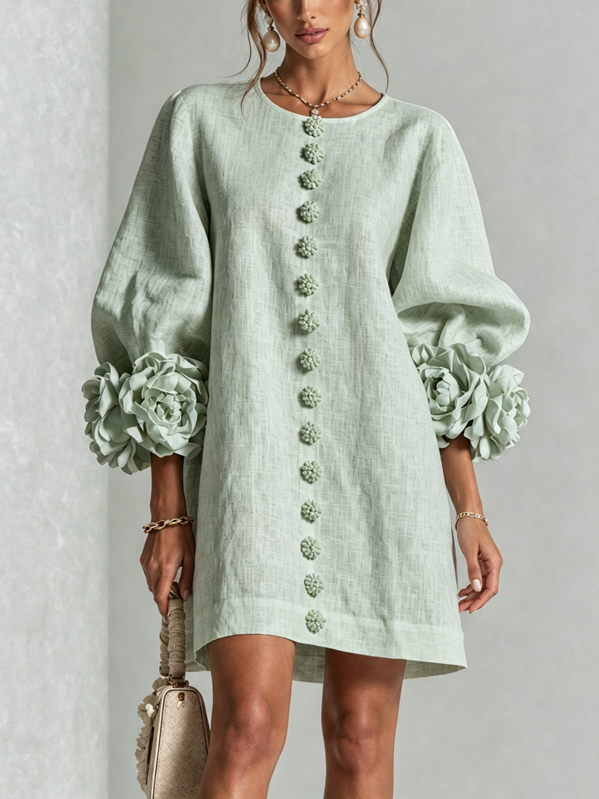 P|H - Rosette Cuff Shift Dress Cynthia