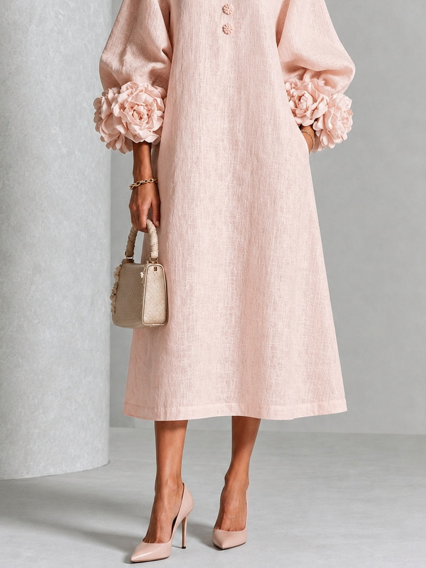 P|H - Relaxed Rosette Cuff Midi Dress Catherine