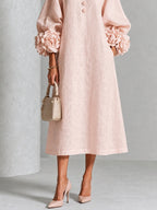 P|H - Relaxed Rosette Cuff Midi Dress Catherine