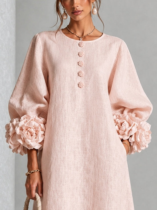P|H - Relaxed Rosette Cuff Midi Dress Catherine