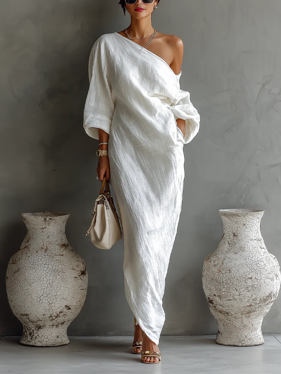 P|H - One-Shoulder Draped Maxi Dress Marilyn