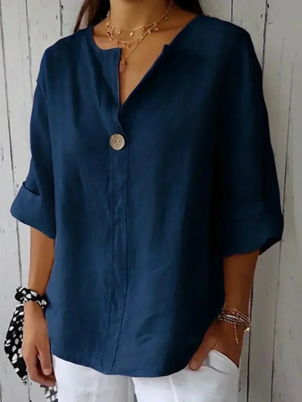 P|H - Relaxed V-Neck Blouse Helen