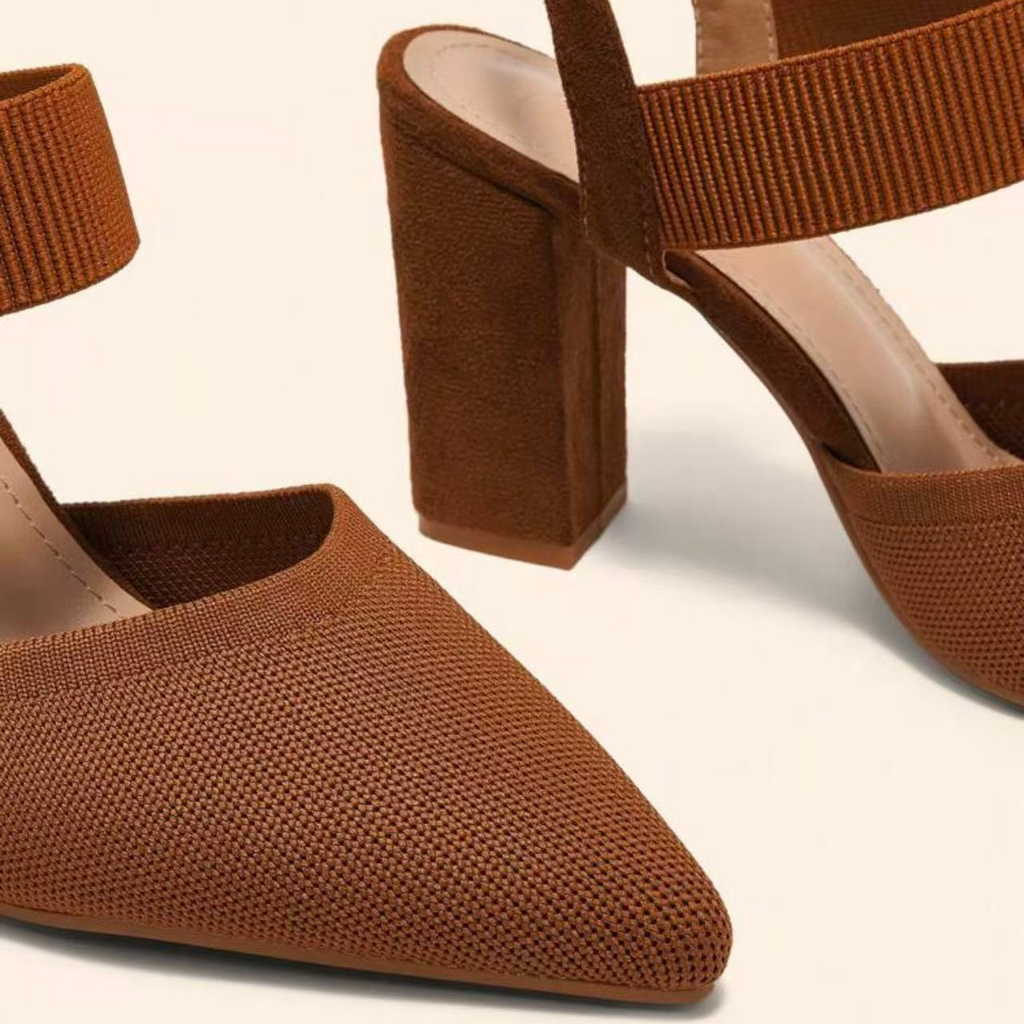 P|H - Pointed Elastic-Strap Block Heels for Women Ruth