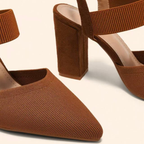 P|H - Pointed Elastic-Strap Block Heels for Women Ruth