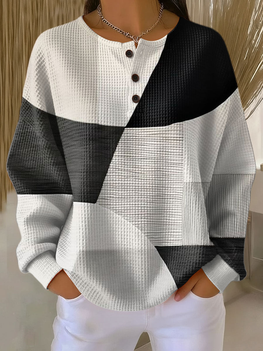 P|H - Waffle Colorblock Henley Sweater Diane