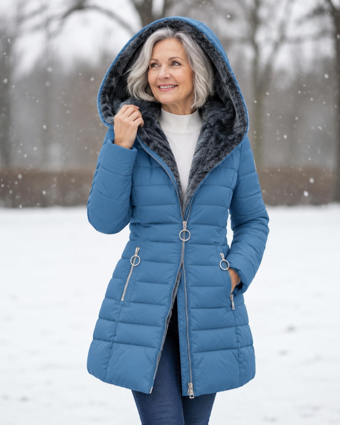 P|H - Faux Fur Hooded Puffer Coat Judith