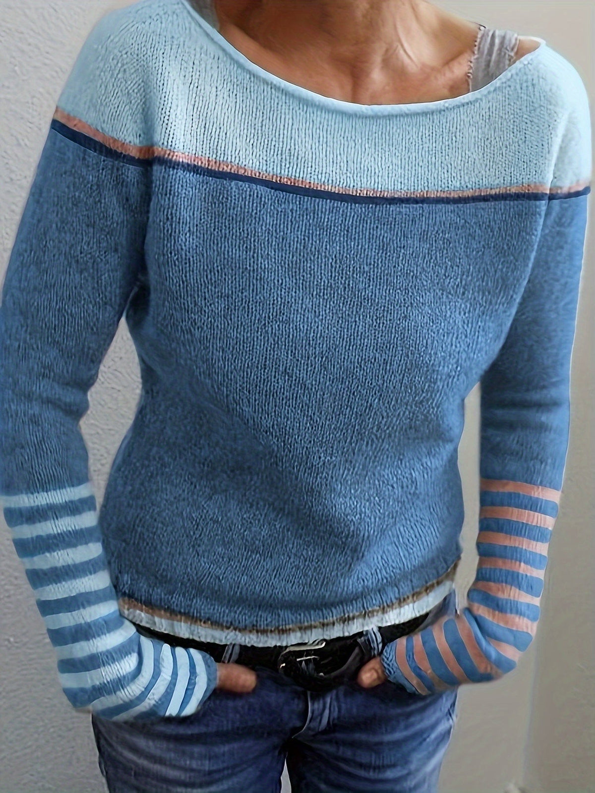 P|H - Colorblock Boat Neck Sweater Pamela