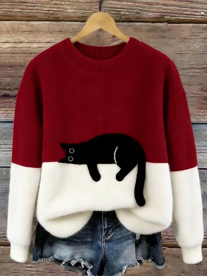 P|H - Cozy Cat Print Sweater Patricia