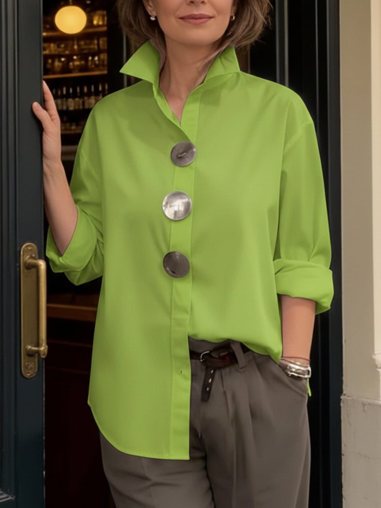 P|H - Elegant Large-Button Blouse Sophie