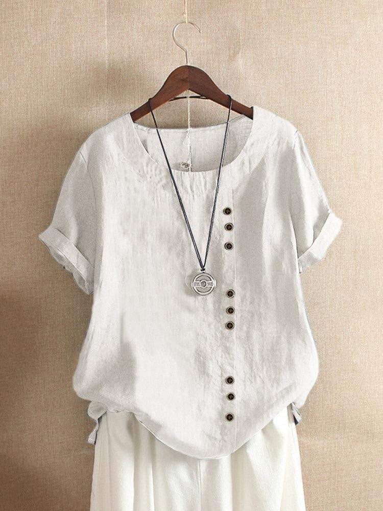 P|H - Breezy Button-Front Blouse Bianca