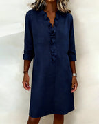P|H - Ruffle V-Neck Shift Dress for Women Barbara