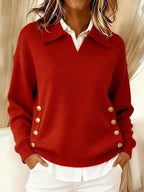 P|H - Polo Collar Button Trim Sweater Kathleen
