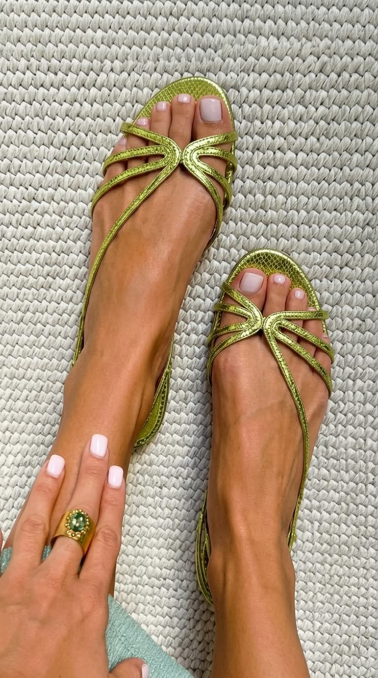 P|H - Golden Strappy Flat Sandals Margaret