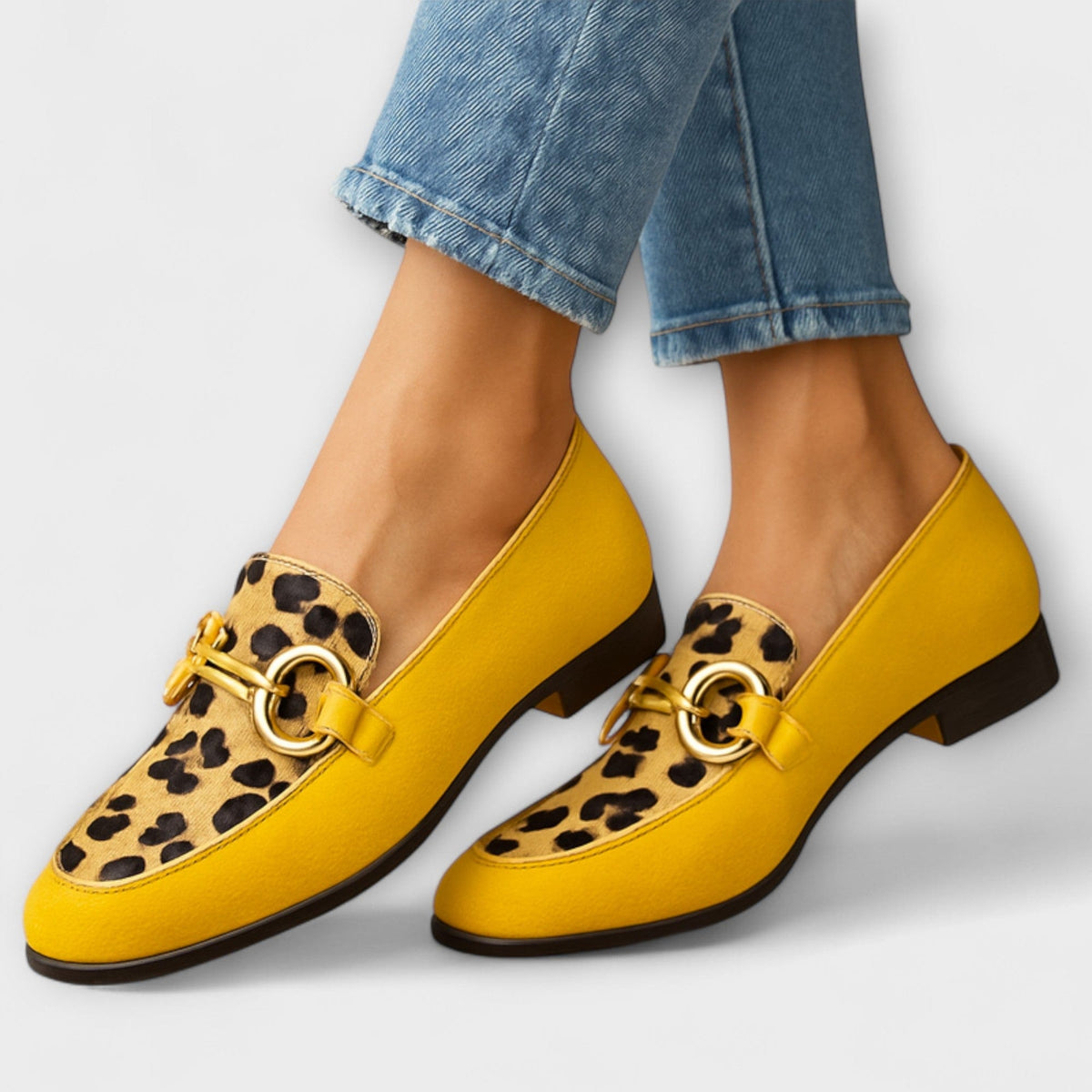 P|H - Golden Buckle Leopard Loafers Catherine