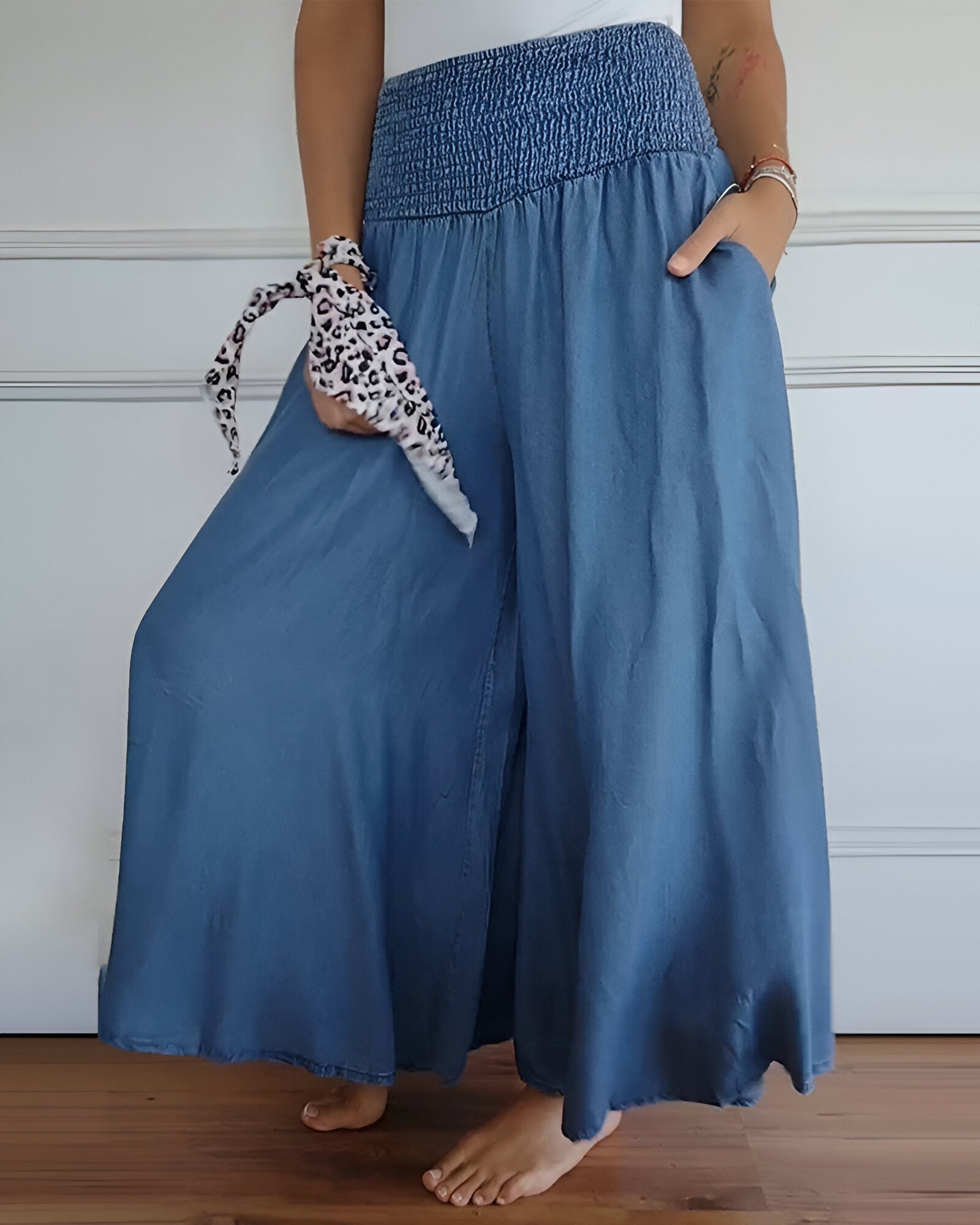 P|H - Wide-Leg Smocked Waist Trousers Emma