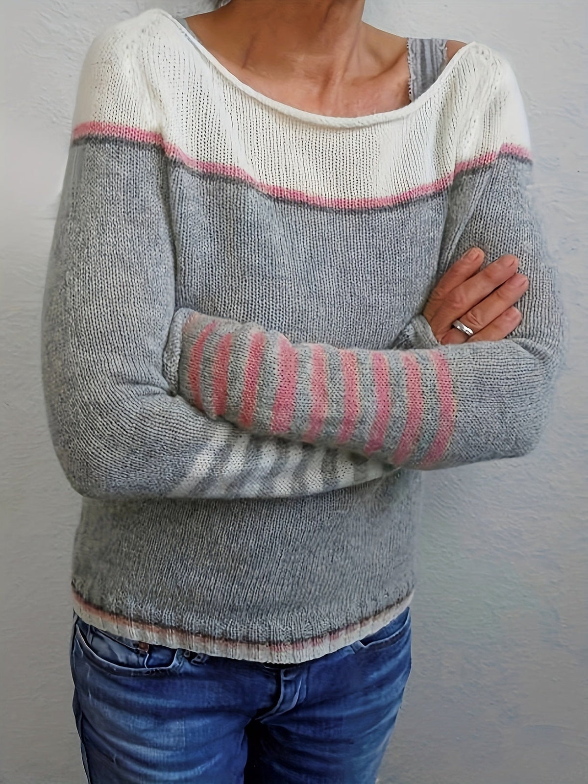 P|H - Colorblock Boat Neck Sweater Pamela