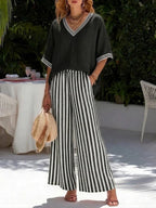 P|H - Casual Striped Two-Piece Set Sienna