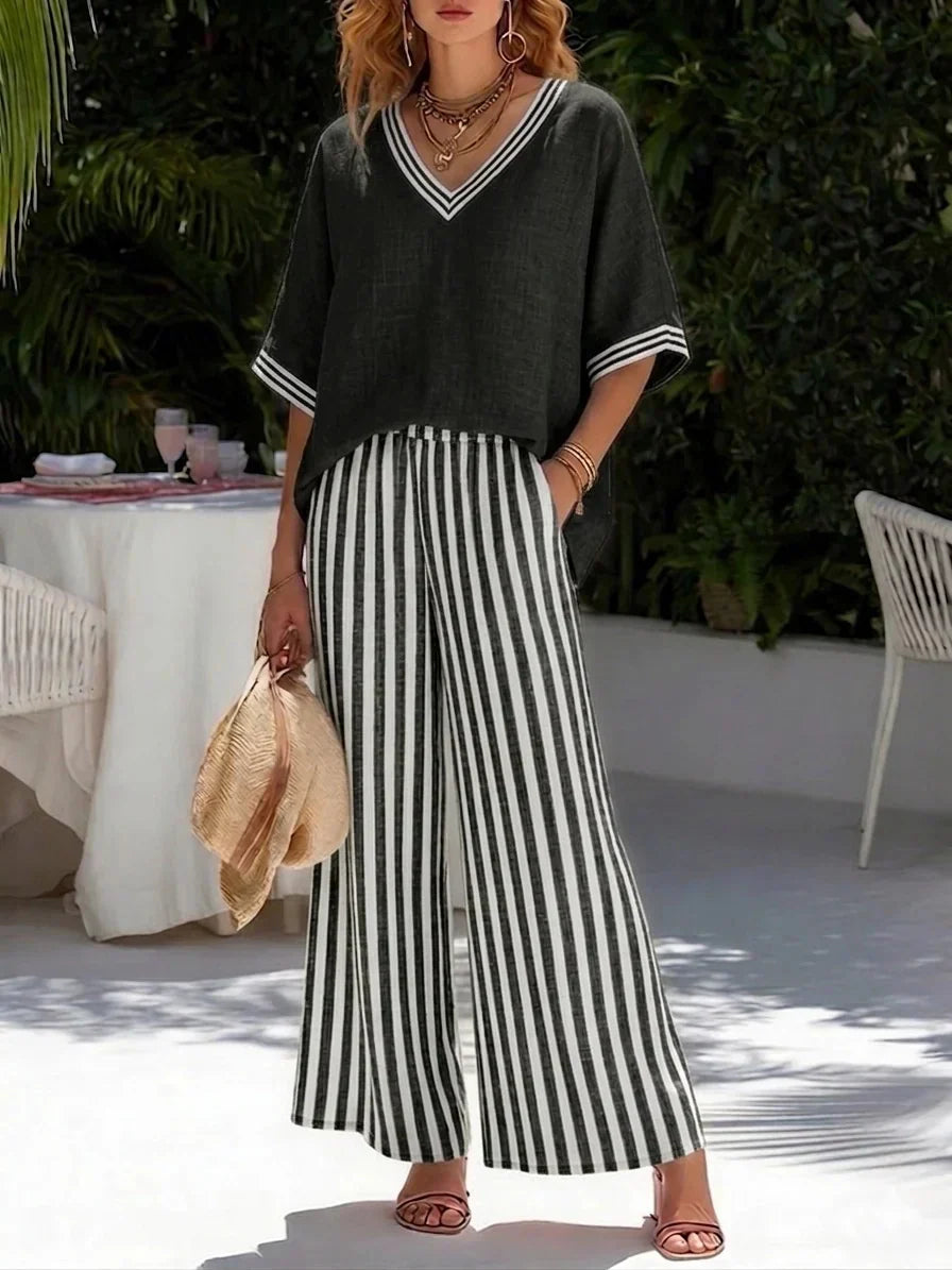 P|H - Casual Striped Two-Piece Set Sienna