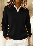 P|H - Polo Collar Button Trim Sweater Kathleen