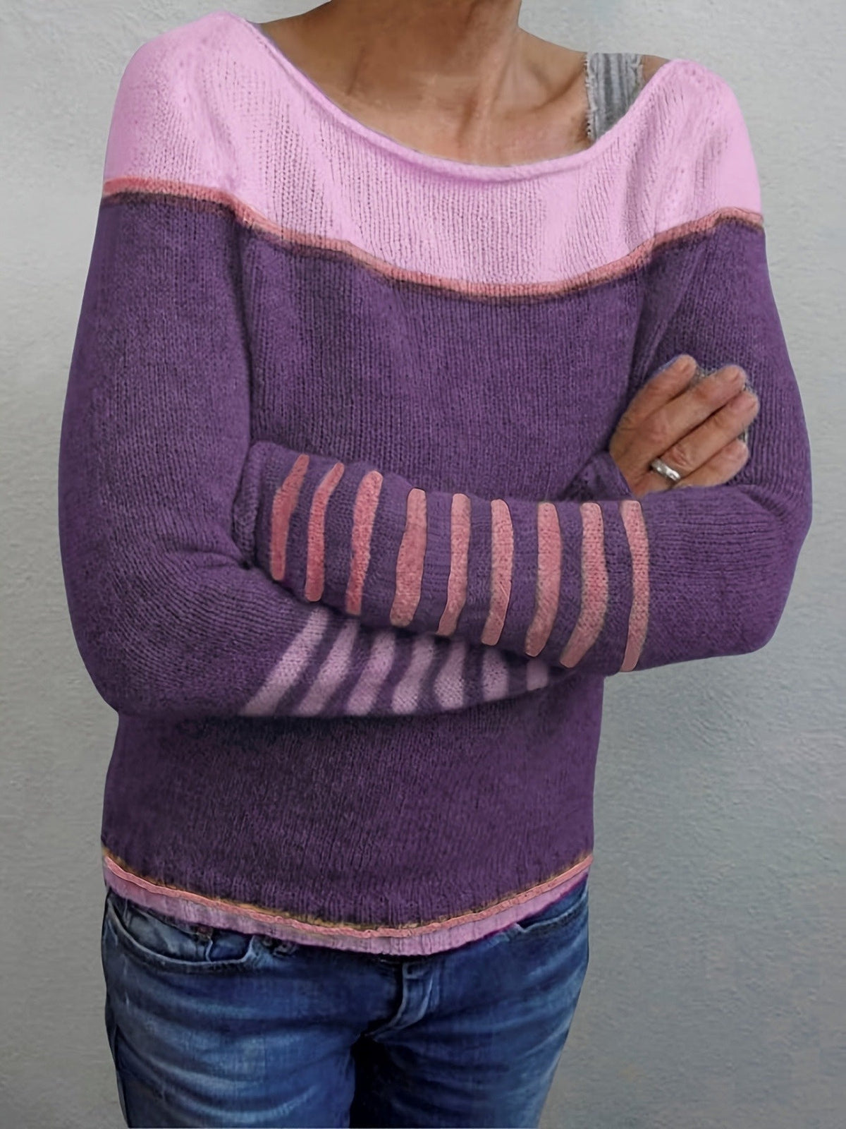 P|H - Colorblock Boat Neck Sweater Pamela