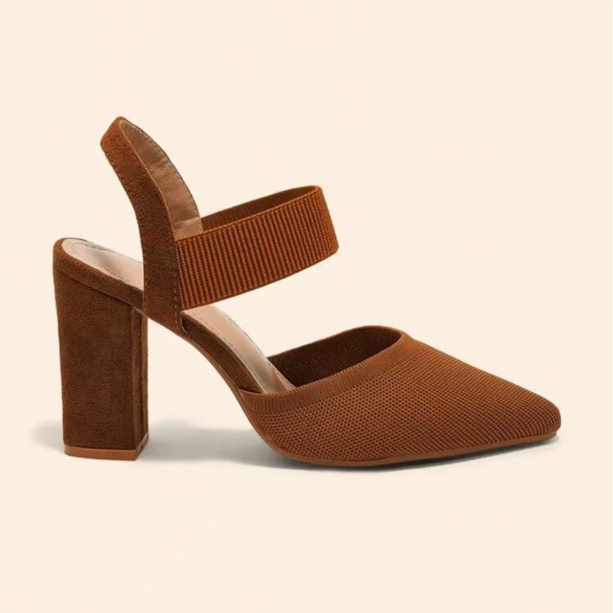 P|H - Pointed Elastic-Strap Block Heels for Women Ruth
