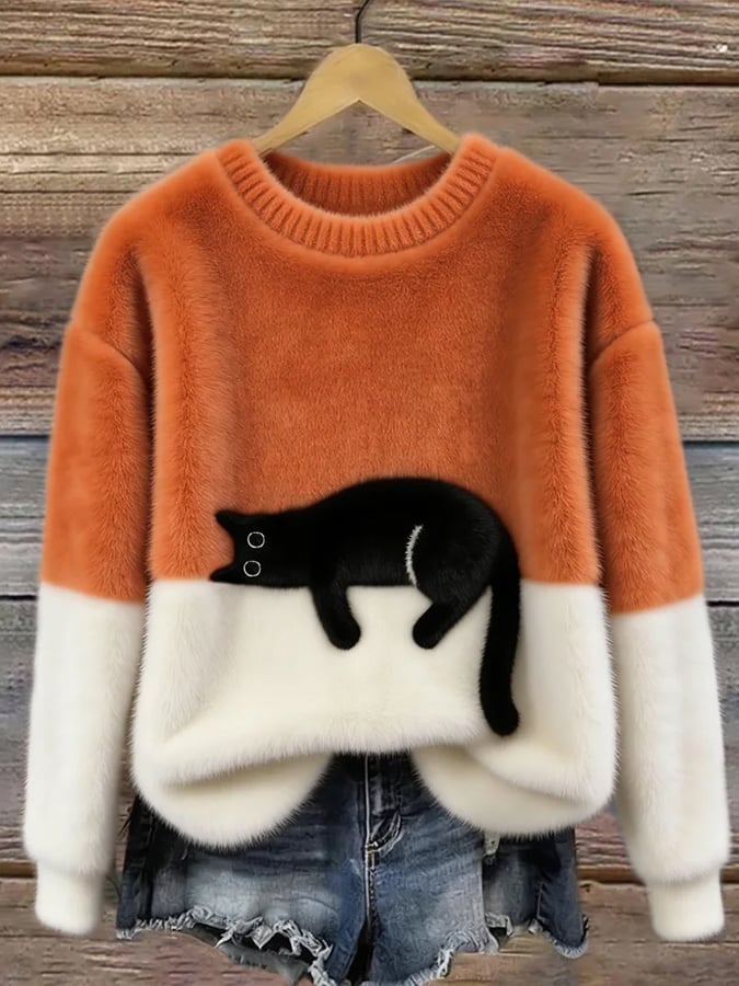 P|H - Cozy Cat Print Sweater Patricia