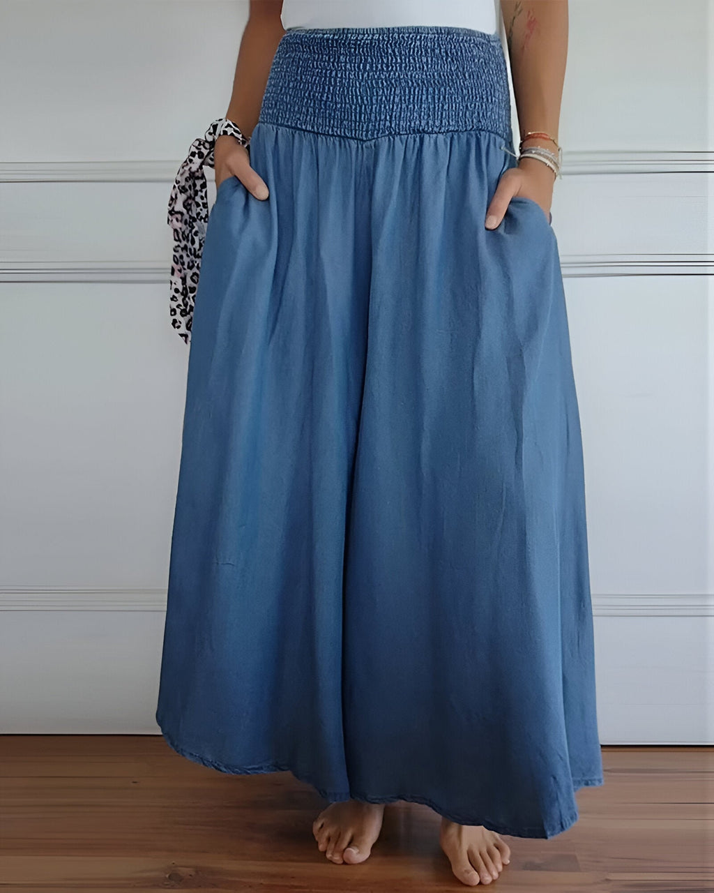 P|H - Wide-Leg Smocked Waist Trousers Emma