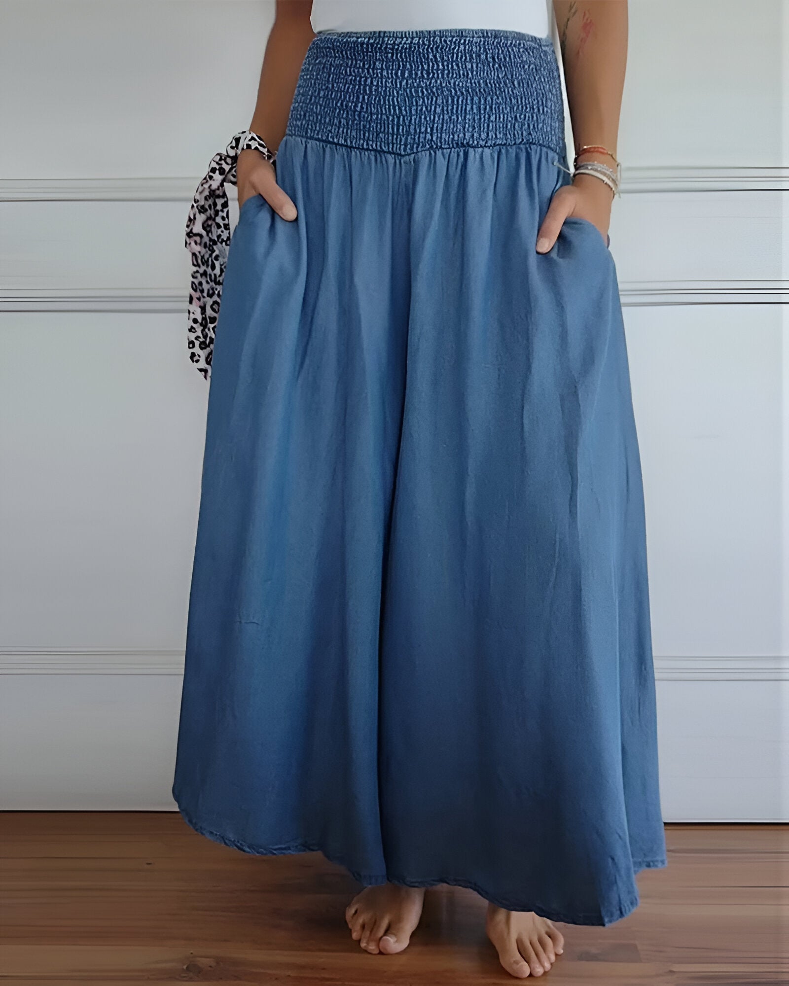 P|H - Wide-Leg Smocked Waist Trousers Emma