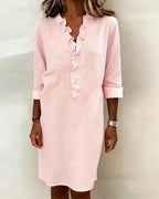P|H - Ruffle V-Neck Shift Dress for Women Barbara