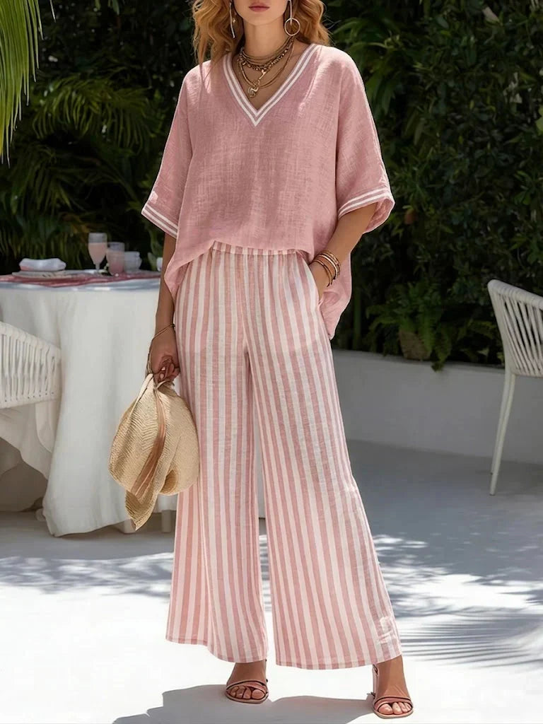 P|H - Casual Striped Two-Piece Set Sienna