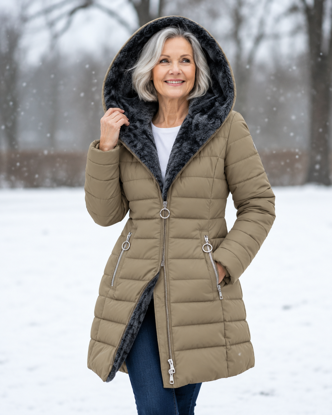 P|H - Faux Fur Hooded Puffer Coat Judith