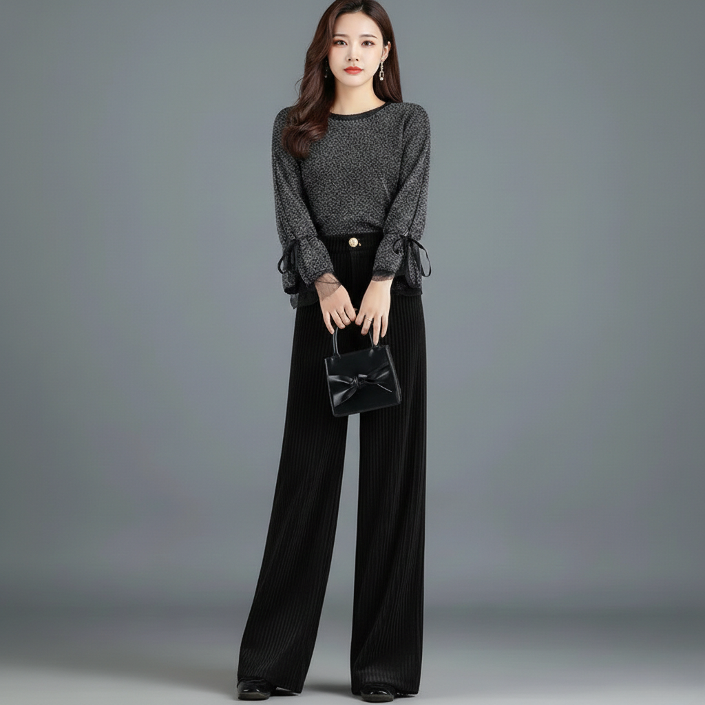 P|H - High-Rise Knit Velvet Trousers Violet