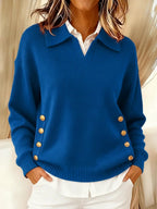 P|H - Polo Collar Button Trim Sweater Kathleen