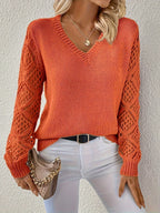 P|H - Pointelle Sleeve V-Neck Sweater Nancy