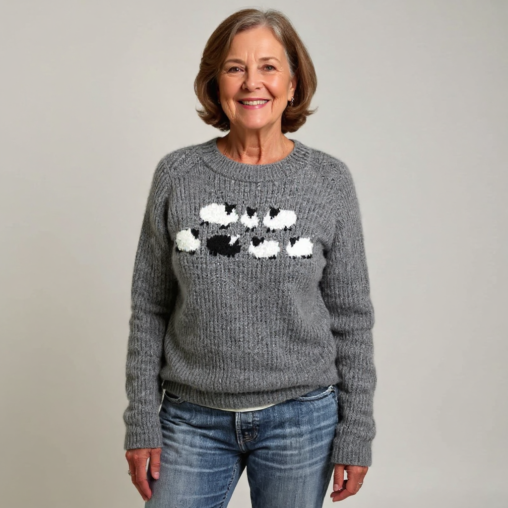 P|H - Gray Sheep Motif Knit Sweater Nancy