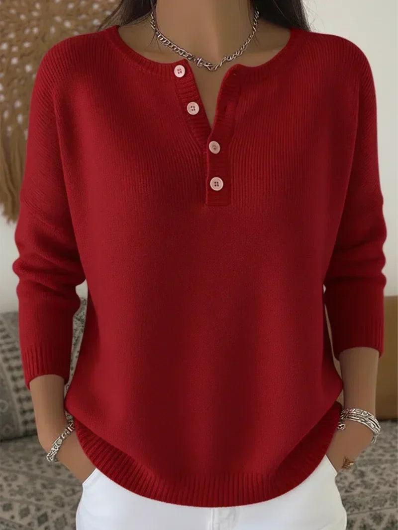 P|H - Ribbed Henley Button Knit Top Gloria