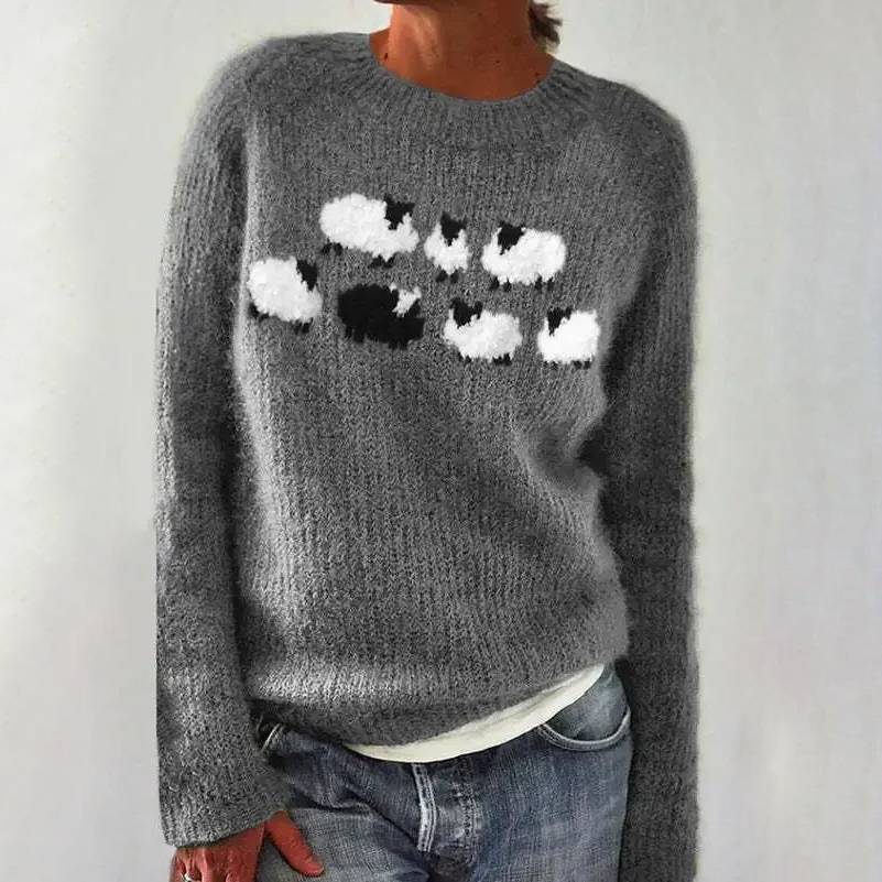 P|H - Gray Sheep Motif Knit Sweater Nancy
