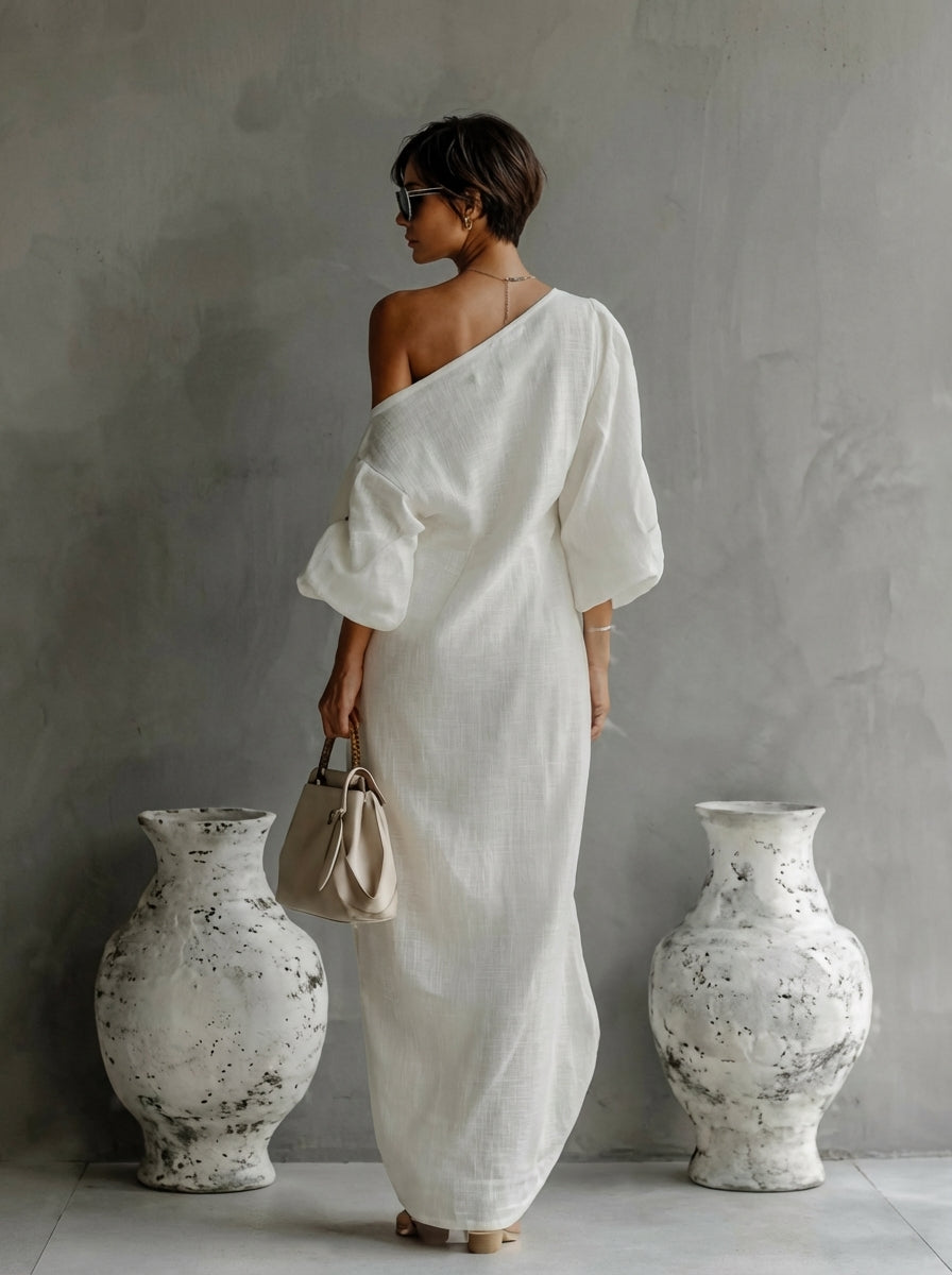 P|H - One-Shoulder Draped Maxi Dress Marilyn